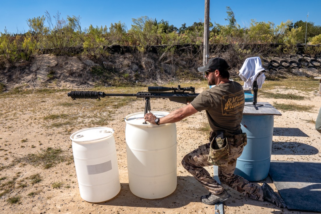 Precision shooting a scoped rifle at the range